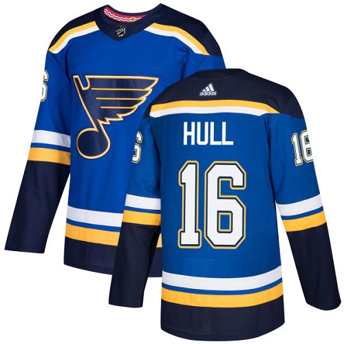 Adidas Blues #16 Brett Hull Blue Home Authentic Stitched Youth NHL Jersey